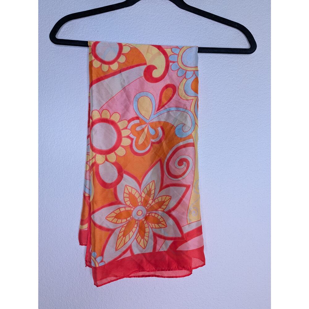 Juicy Couture Satin Scarf Y2K Hippie Boho Floral Spring Summer Bright Soft